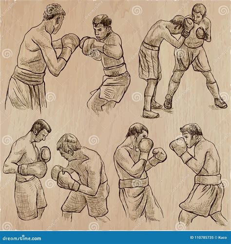 Box Boxing Sport Vector Collection Of Boxing Positions Of Some Stock