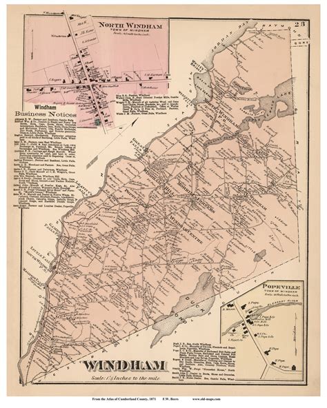 Windham Town Popeville And North Windham Villages Maine 1871 Old Town