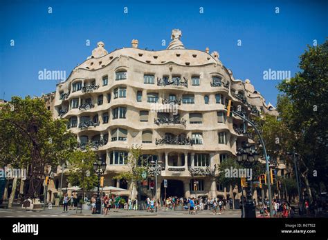Famous Casa Mila In Barcelona A Gaudi Mansion Barcelona Spain Stock