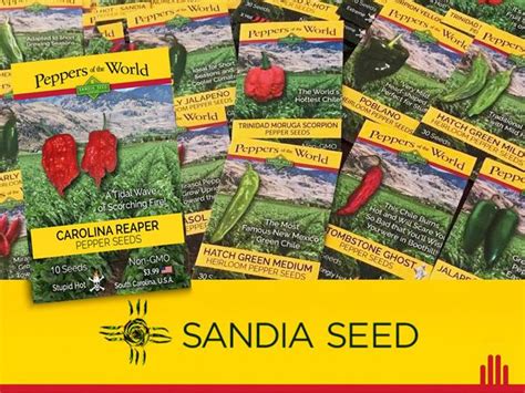 Seed Packets With Peppers And World Labels On Them Are Shown In Front