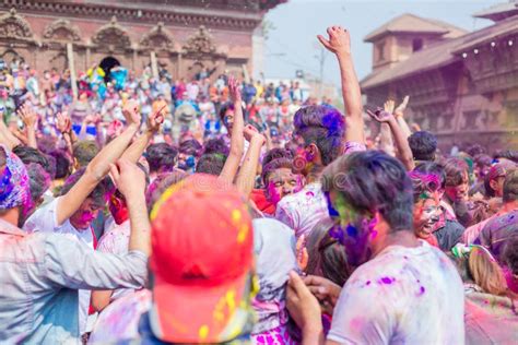 Holi Festival Of Colors Celebration In Kathmandu Nepal Editorial Stock