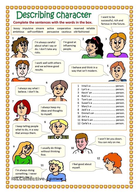 Describing people | Describing characters, Teaching english grammar