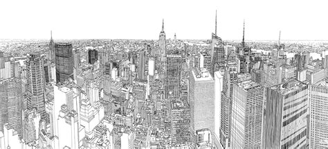 A Time Lapse Film Of An Artist Drawing A Detailed Large Scale Illustration Of New York City