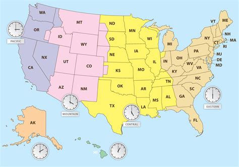This physical map of the us shows the terrain of all 50 states of the usa. Time Zones Of US Map - Download Free Vectors, Clipart Graphics & Vector Art