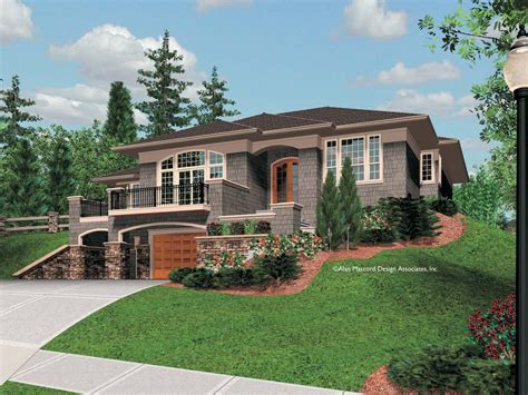 Mascord House Plan 1220 The Parkview Sloping Lot House Plan