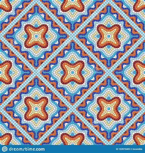 Ancient Mosaic Ceramic Tile Pattern Stock Vector Illustration Of