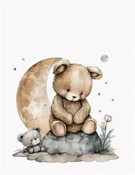 Cute Teddy Bear Sitting Moon Stock Illustrations 285 Cute Teddy Bear