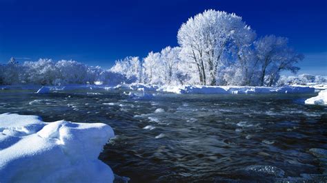 Nature winter trees snow seasonal rivers frost landscapes wallpaper ...