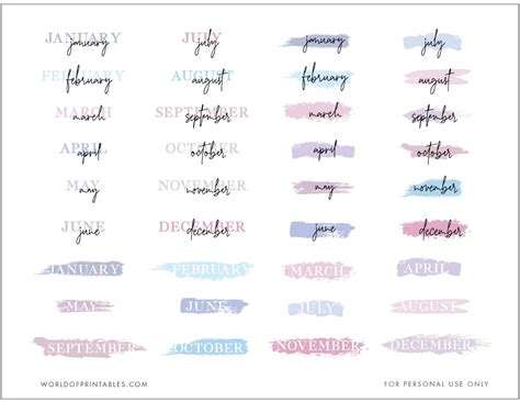 Free Printable Monthly Header Planner Stickers World Of Printables