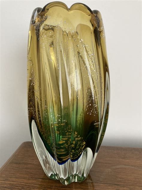 23cm Vintage Sanyu Narumi Japanese Sommerso Art Glass Vase Ebay