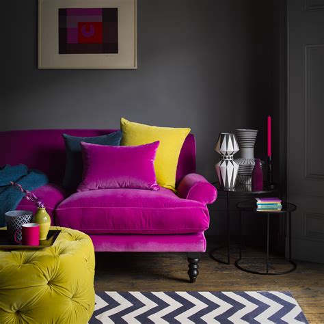 Hot Pink Velvet Sofa For A Luxurious Living Room