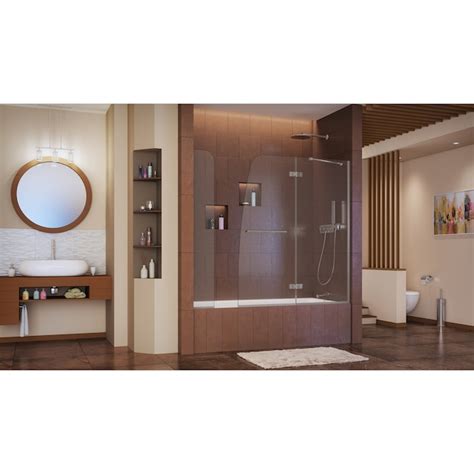 Dreamline Aqua Ultra Brushed Nickel 48 In W X 58 In H Frameless Hinged Bathtub Door In The