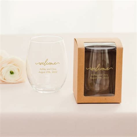 Personalized Stemless Wine Glass Wedding Favor 15oz Forever Wedding Favors