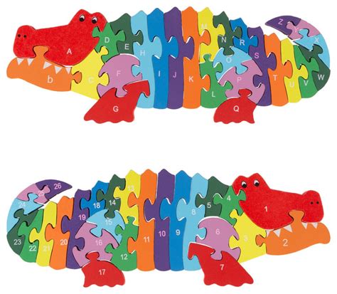 Hey Play Alligator Jigsaw Puzzle 26 Colorful Pieces Contemporary