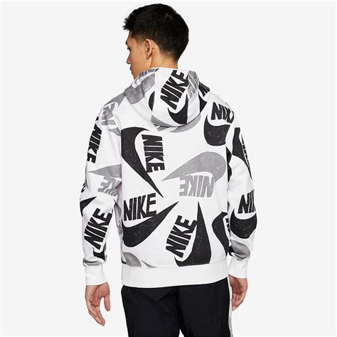 Nike Sportswear Club Fleece Pullover Repeat Hoodie Blackwhitegrey