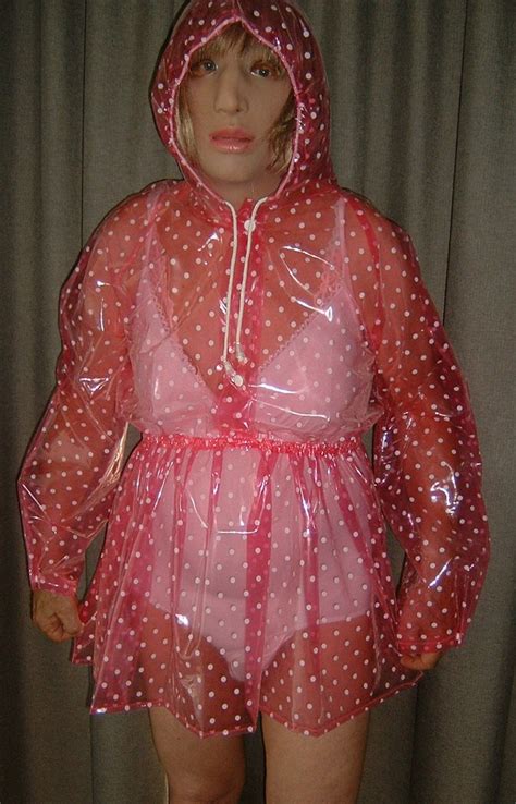 Pvc Sissy Abdl Hooded Dress Pink White Dots S M Pvc Etsy