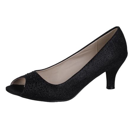 Bonnibel Wonda 2 Womens Peep Toe Low Heel Dress Pumps Black Black Size 85 Ebay