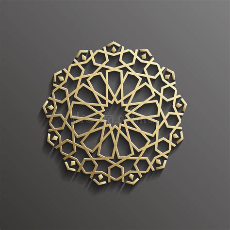 Islamic 3d Gold On Dark Mandala Round Ornament Background Architectural