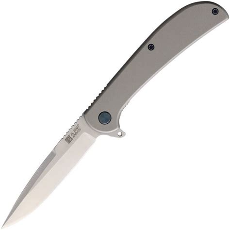 Al Mar Ultra Thin Framelock Folding Knife Satin Stainless Steel Handle