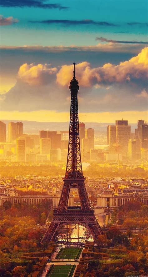 Eiffel Tower And Sunset Paris Paris Wallpaper Iphone
