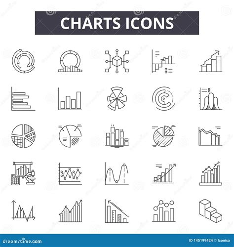 Charts Line Icons Signs Vector Set Outline Illustration Concept
