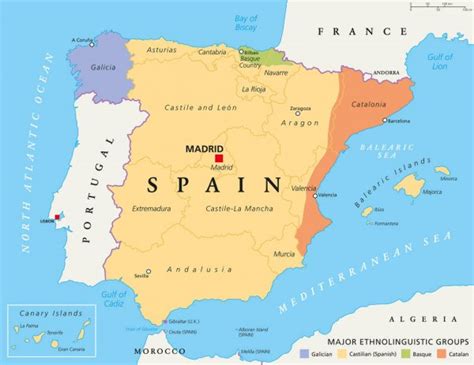 España), officiellt konungariket spanien (spanska: Hiszpania mapa wspólnot autonomicznych — Grafika wektorowa ...
