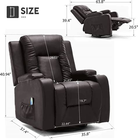 buy comhoma pu leather recliner chair modern rocker with heated massage ergonomic lounge 360