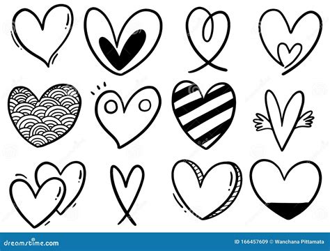 0003 Hand Drawn Scribble Hearts Stock Vector Illustration Of