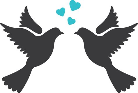 Download Love Birds Silhouette For Wedding Transparent Png Download