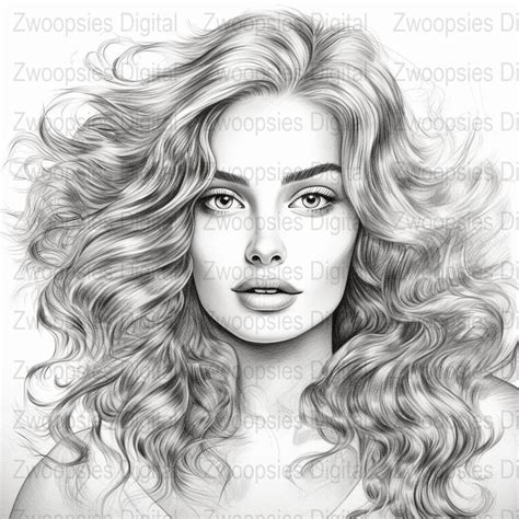 Beautiful Woman Coloring Page Printable Digital Download Etsy