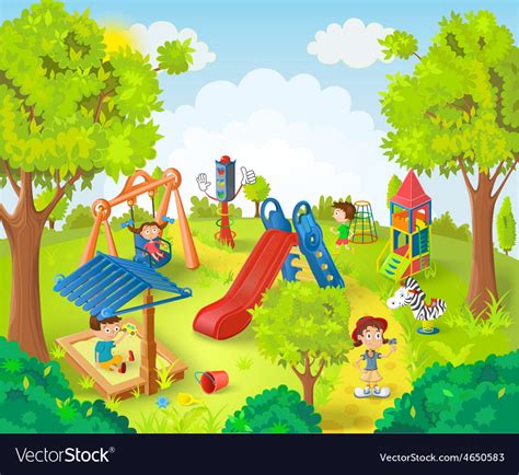 Children Playing In Park Royalty Free Vector Image