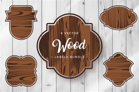 Wood Labels Clipart Vector Set Illustration Par Dtcreativelab