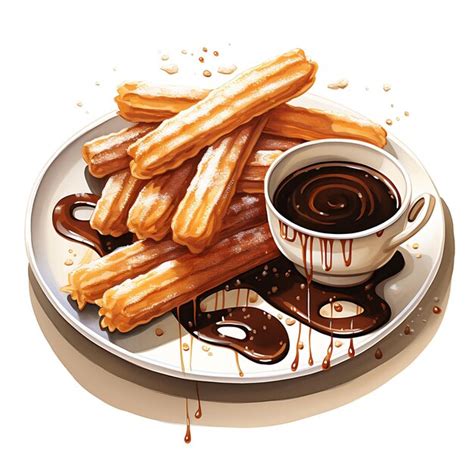 Premium Ai Image Watercolor Of A Tempting Plate Of Churros A Famous