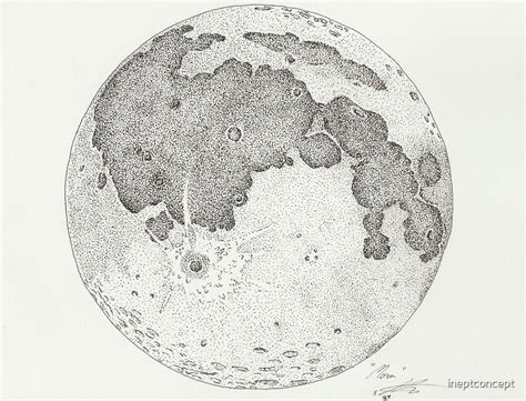 Moon Stippling By Ineptconcept Redbubble