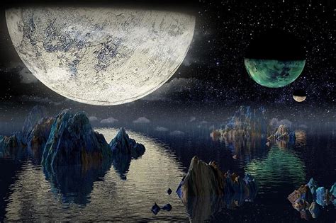 Space Planet Planets Moon Light Night Stars Fantasy Sci Fi