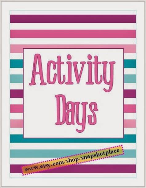 Activity Day Ideas Activity Days Activity Day Girls Primary Activities