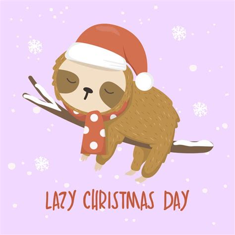 Christmas Sloth Vector Design Images Sloth Illustration With Christmas