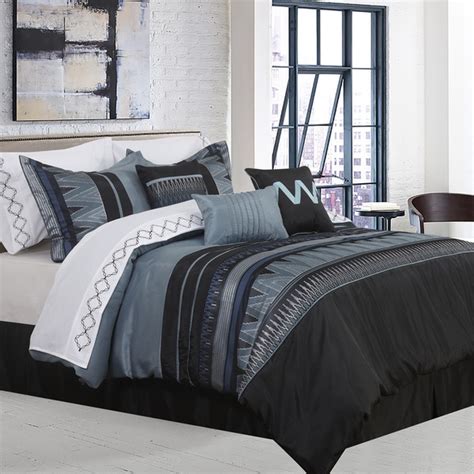 Shop Vanguard 7 Piece Grey And Black Comforter Set On Sale Free