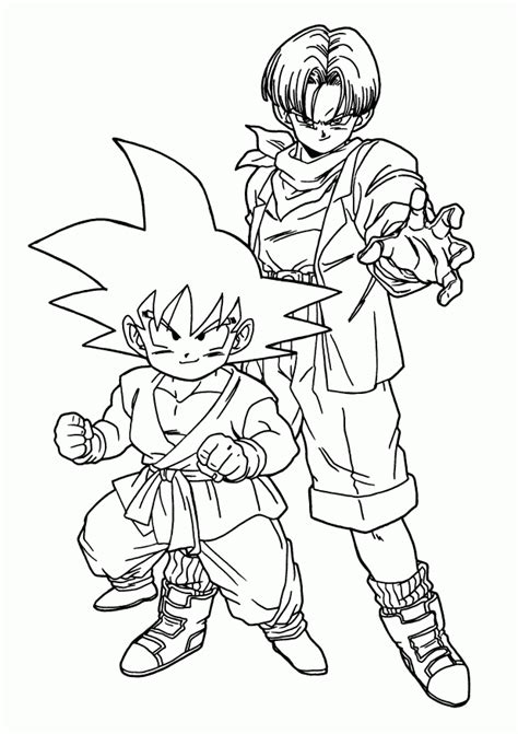 Bringing the characters to life with these pictures kids are sure to be enthralled. Songoten kid and Trunks - Dragon Ball Z Kids Coloring Pages