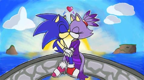 Requested By Sonic The Hedgehog And Blaze The Cat Kissing On A Bridge