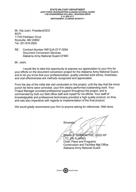 BCPI | Testimonial Letter from Alabama National Guard