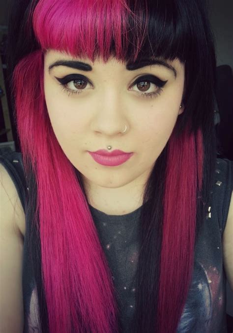 Half N Half Pink And Black Hair Beautiful Black Hair Punk Hair