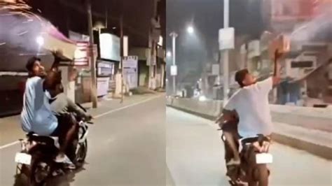 Viral Video Of Man Bursting Fireworks While Riding Bike In Tn S Viluppuram Watch India Today