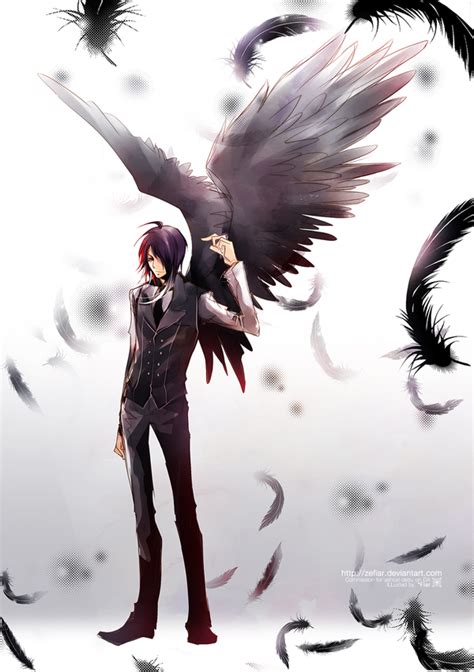 Anime Guy With Black Wings Canvas Site