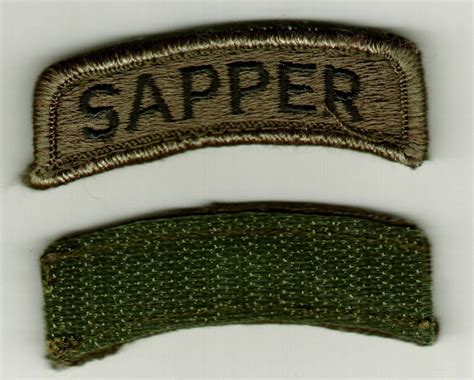 Sapper Tab Subdued Color Army Engineer Tab Ssi With Hook And Loop On