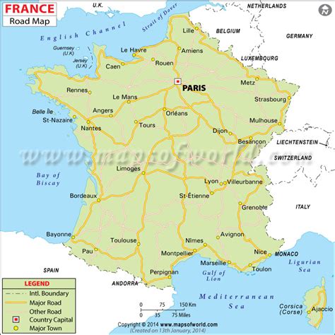 Road Map Of France