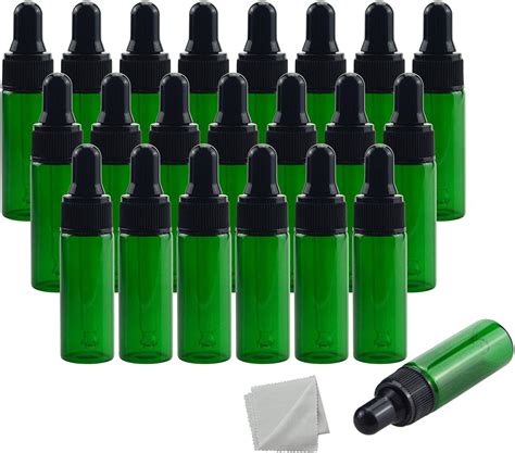 Wwolife 22 Pcs 5ml Green Small Dropper Bottles Essential