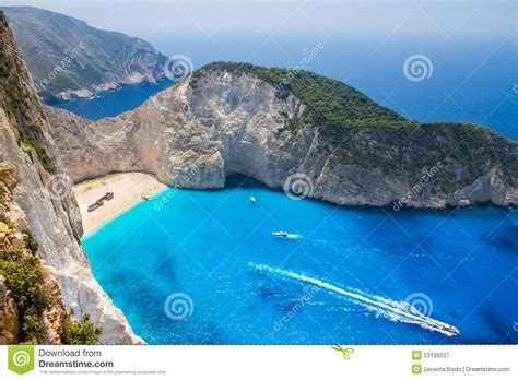 Amazing Navagio Beach In Zakynthos Island Greece Stock Image Image