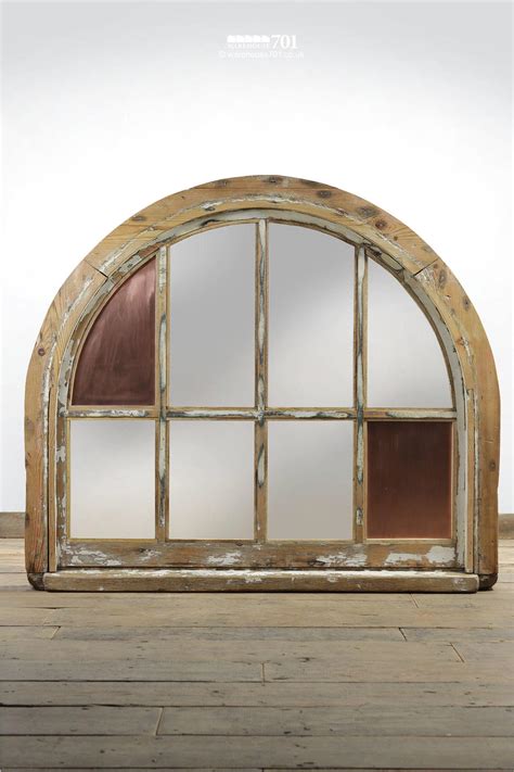 Impressive Architectural Copper And Wood Window Mirror