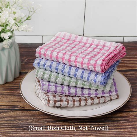 5pcs Kitchen Terry Cotton Dish Cloths Quick Dry And Absorbent Cleaning